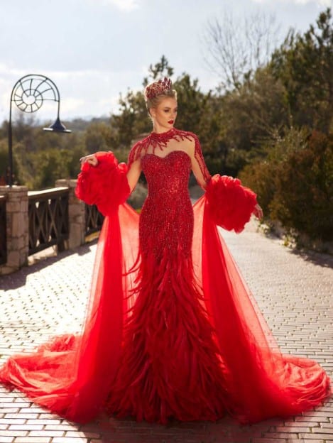 Fancy feathers on dresses