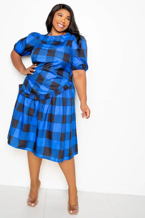 Royal puff sleeve dress