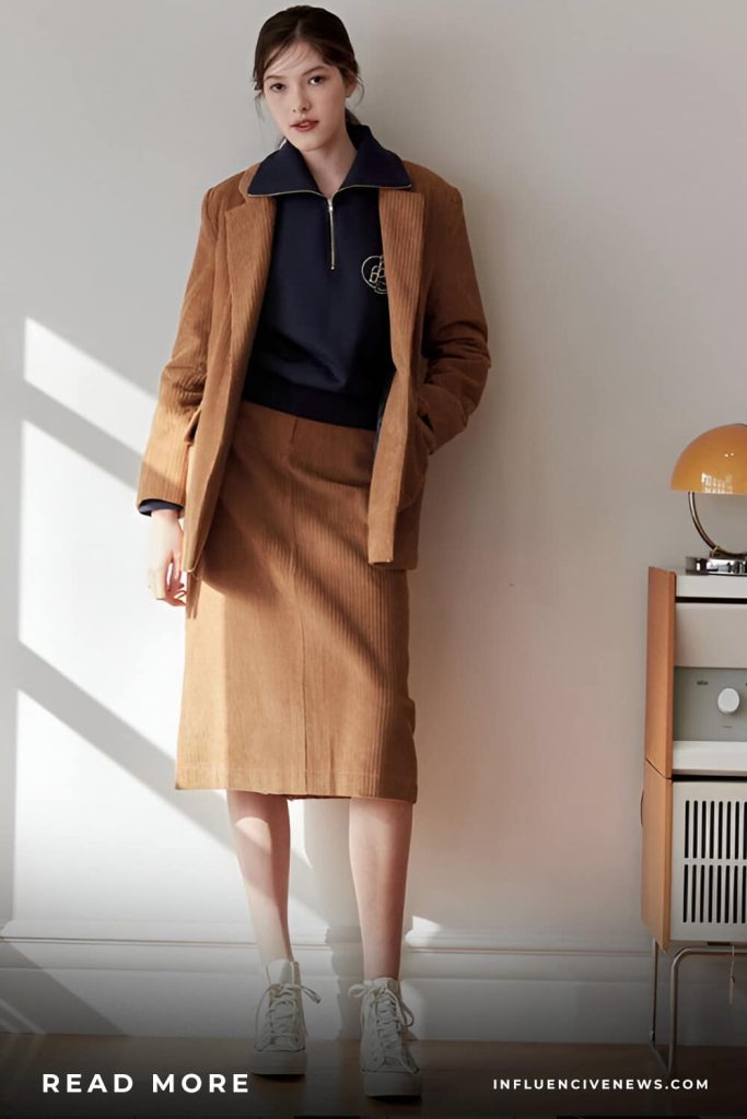 Corduroy Jacket and Midi Skirt
