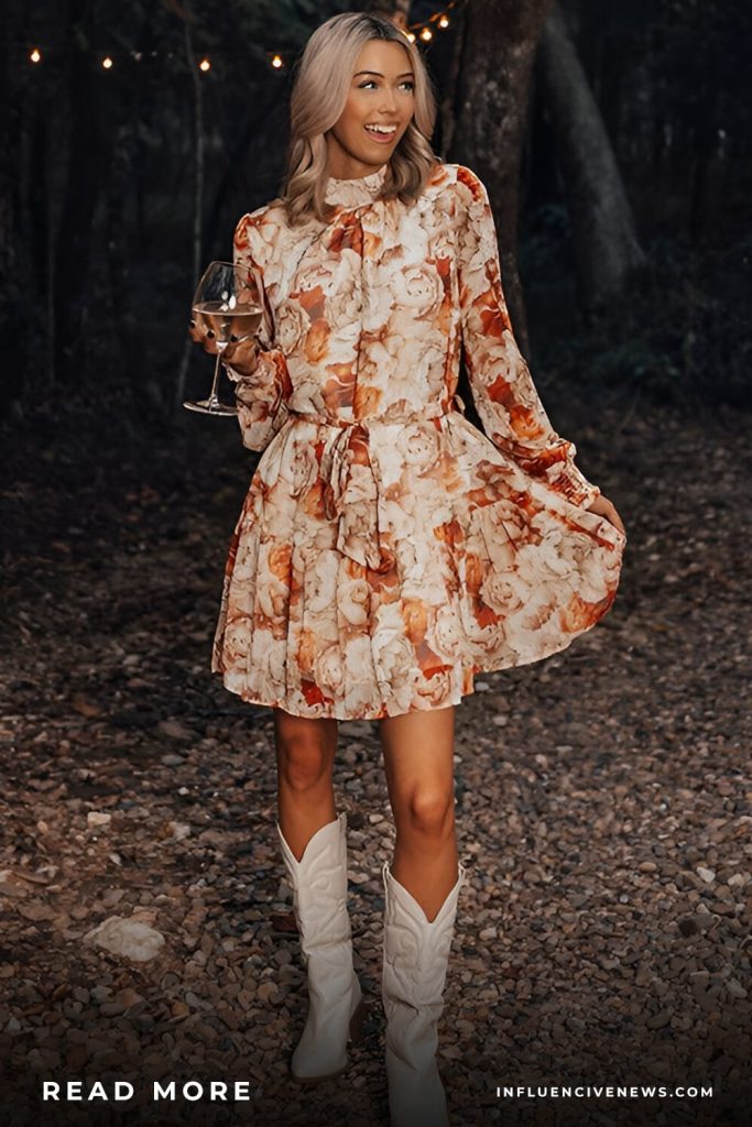Floral Midi Dress and Cowboy BootsFloral dre