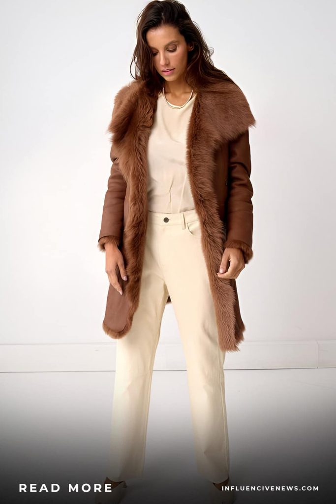 Shearling Coat and High Waisted Pants