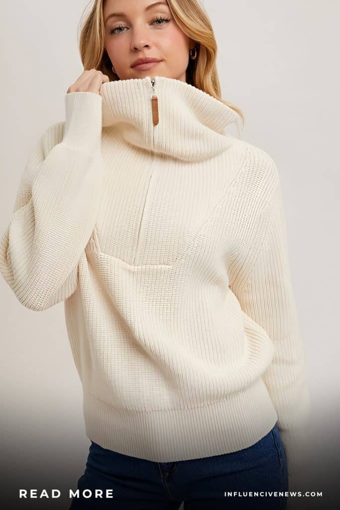 Zipper Pull Neck Sweater