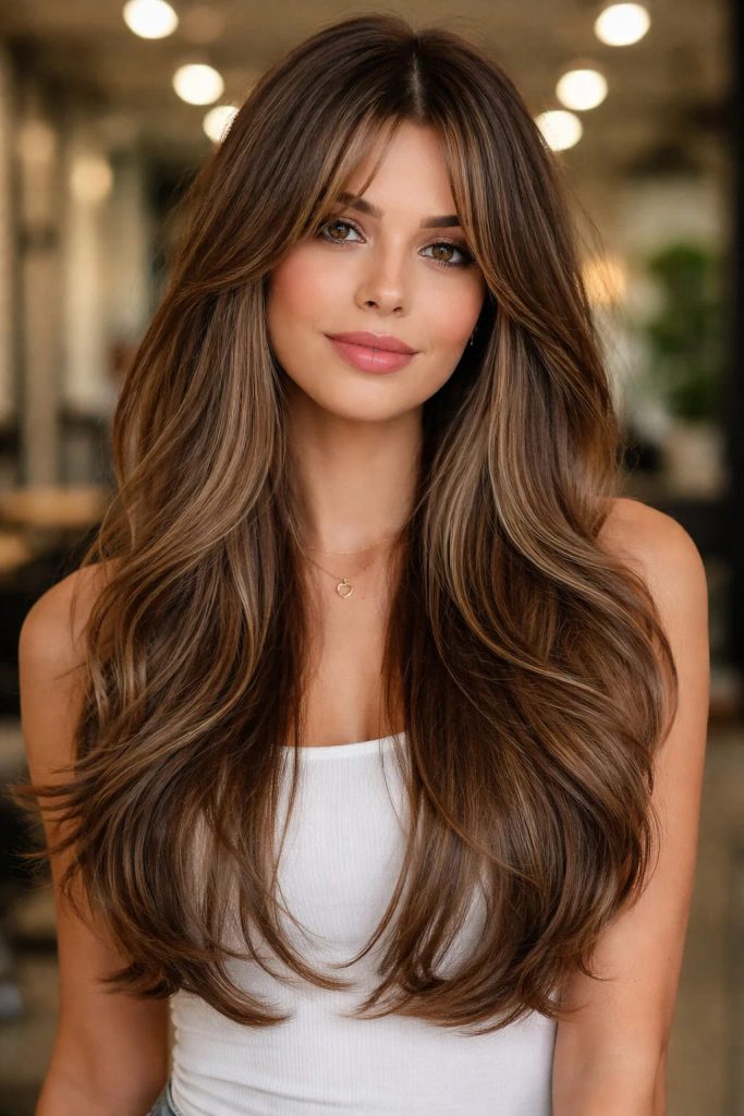 Long Layers with Curtain Bangs