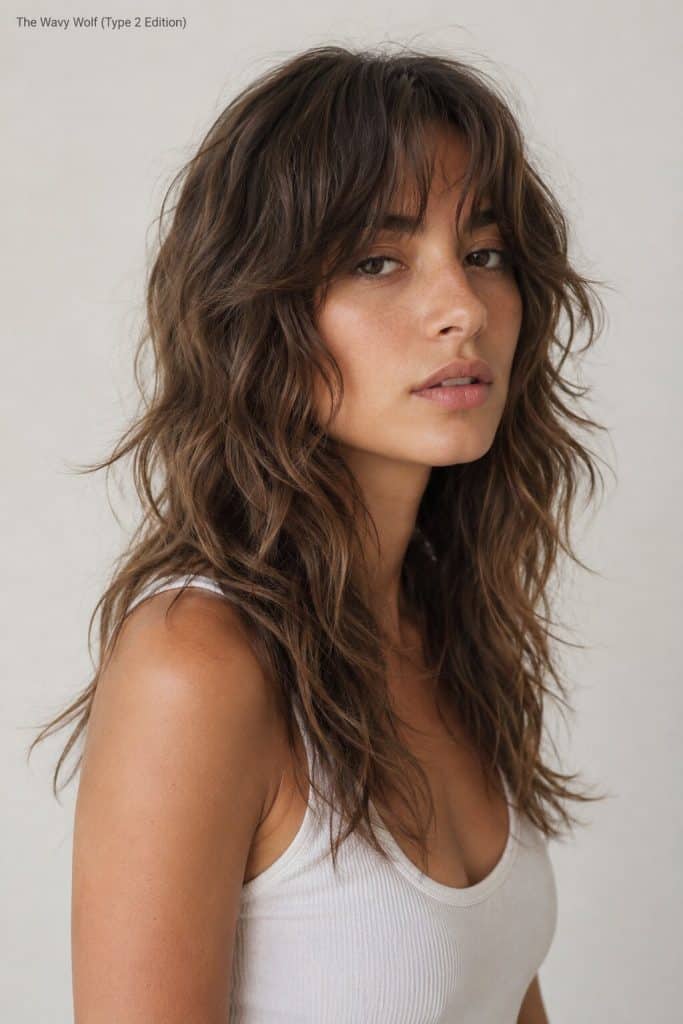 curly hair with layered cut — wolf cut vs shag texture comparison