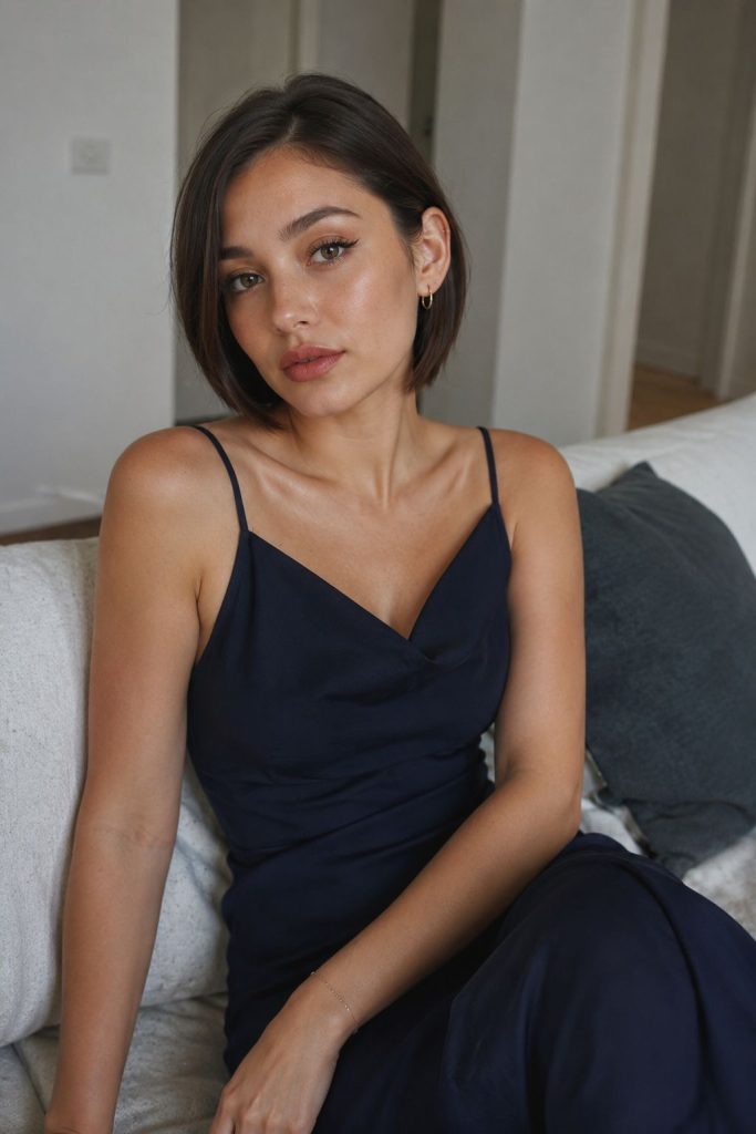 Long Layers Starting Below the Chin — low maintenance haircut for round faces