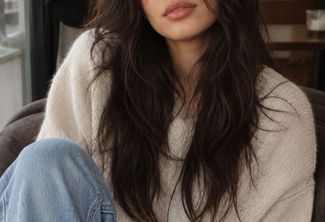 Long Wolf with Curtain Bangs — wolf cut for long hair