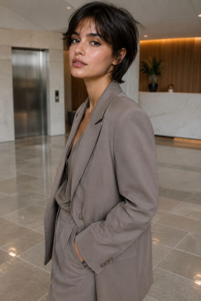 The Long Pixie with Height — low maintenance haircut for round faces