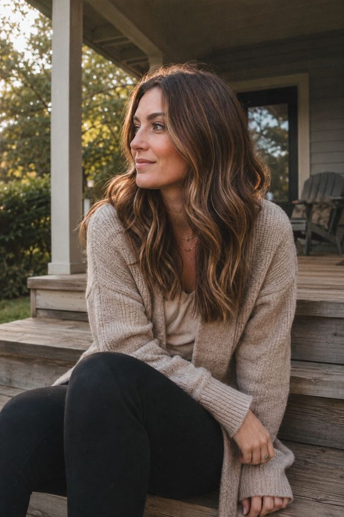 Toffee babylights low maintenance fall hair color