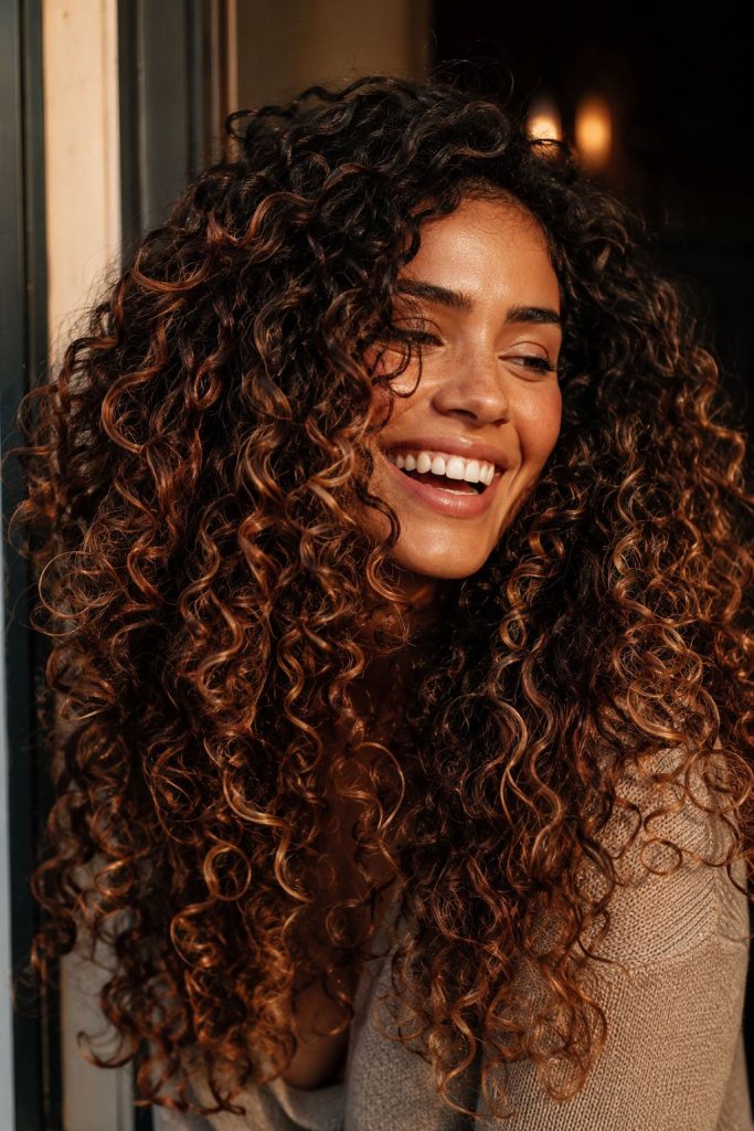 14 amber balayage curls