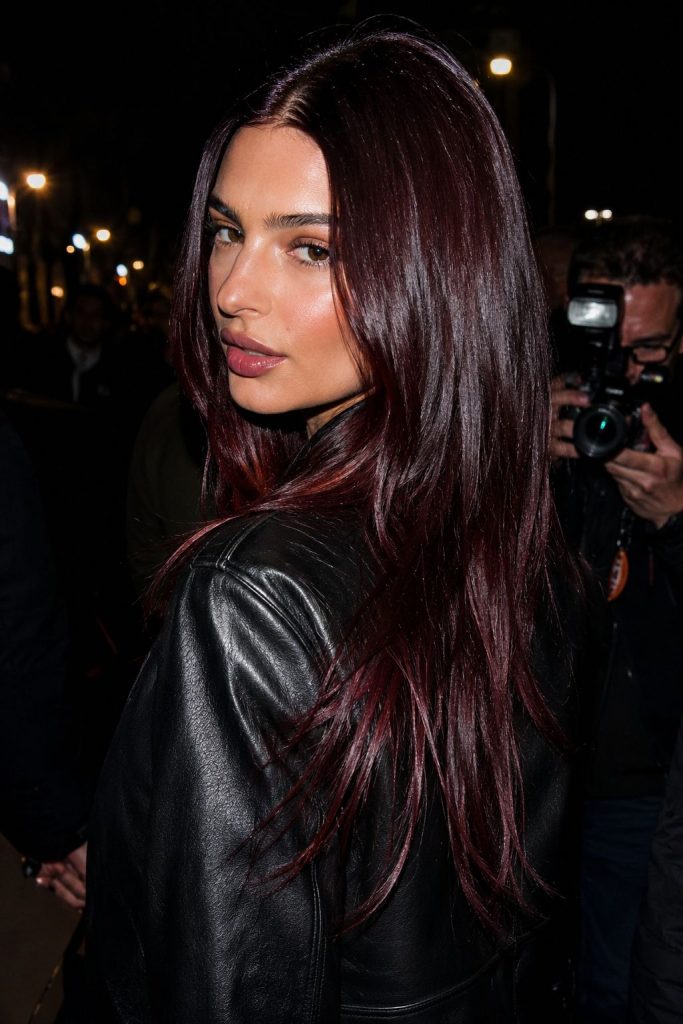 Deep burgundy gloss fall hair color on dark hair