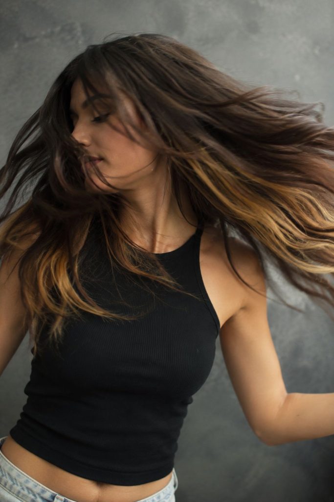 Smoky gold brunette fall hair color with hidden highlights